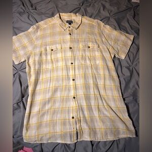 Patagonia Protester Plaid Surfboard Yellow Steersman Slim Fit Shirt - Men’s XXL